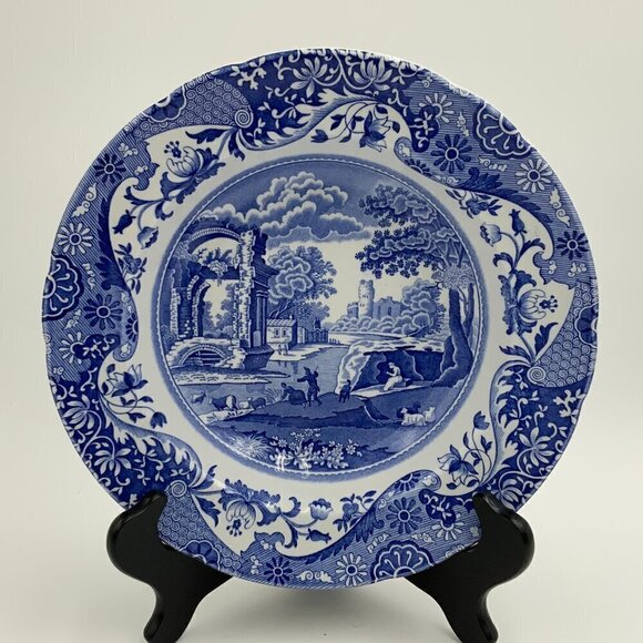 SPODE 8 1/2” SCALLOPED RIM BOWL “Blue Italian” Original Design c1860 ENGLAND - Picture 3 of 5